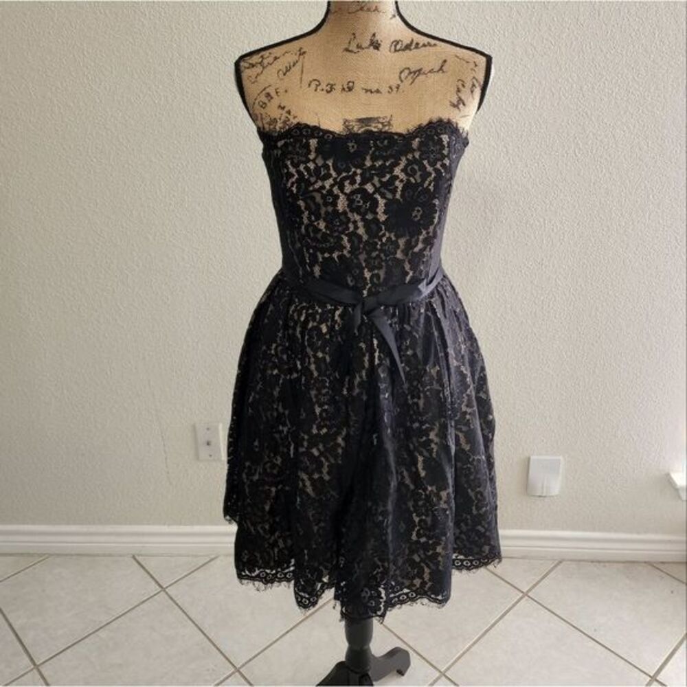 Robert Rodriquez x Neiman Marcus black lace strapless ballgown size‎ 12
